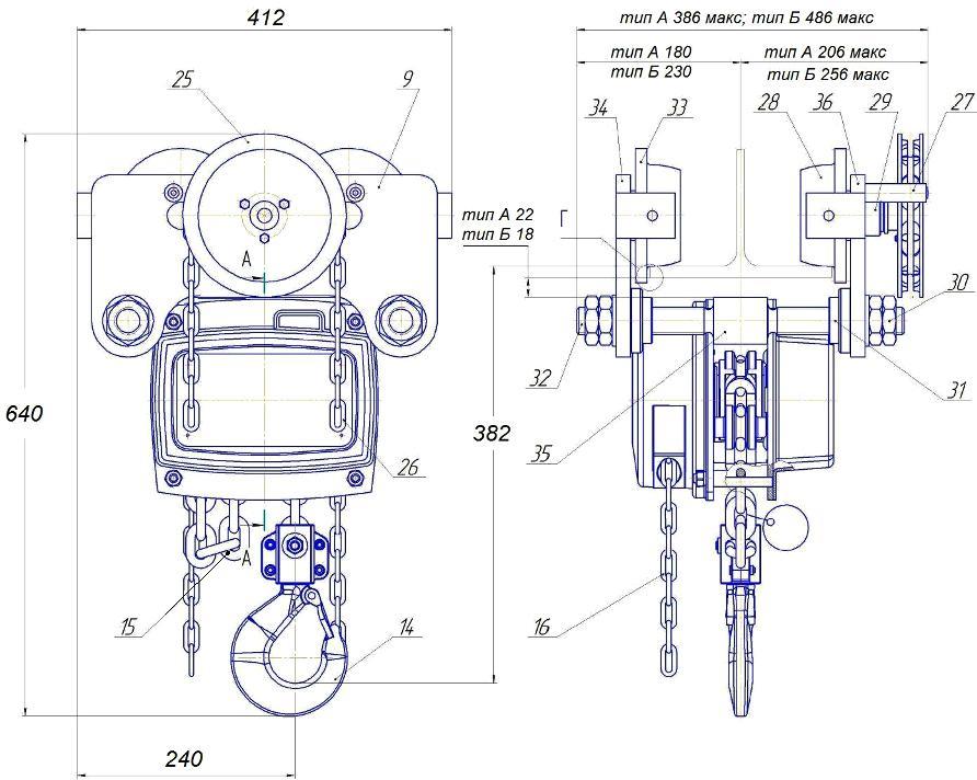 Тали передвижные ручные ТРШБМУ-3,2